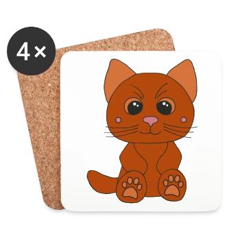 Süße kleine Katze - Untersetzer (4er-Set) - Weiß - Vorne