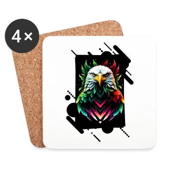 Neon Colorful Eagle - Coasters (set of 4) - white - Front