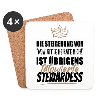Tätowierte Stewardess ist die attraktivste - Untersetzer (4er-Set) - Weiß - Vorne