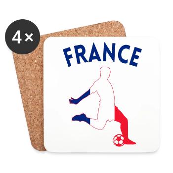Idée cadeau Football Supporter France - Dessous de verre (lot de 4) - blanc - Devant