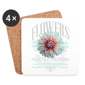 Chrysanthème Chrysanthèmes - Dessous de verre (lot de 4) - blanc - Devant
