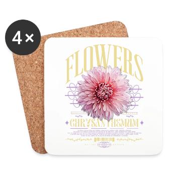 Chrysantheme Chrysanthemen Blume Blumen - Untersetzer (4er-Set) - Weiß - Vorne