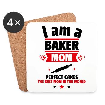 Mama Bäckerin, Geschenk zum Muttertag - Untersetzer (4er-Set) - Weiß - Vorne