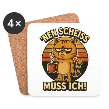 Lustige Katze mit frechem Spruch - Untersetzer (4er-Set) - Weiß - Vorne