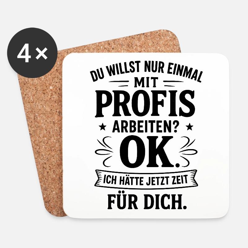 Einmal mit Profis arbeiten lustig Handwerker - Untersetzer (4er-Set) - Weiß