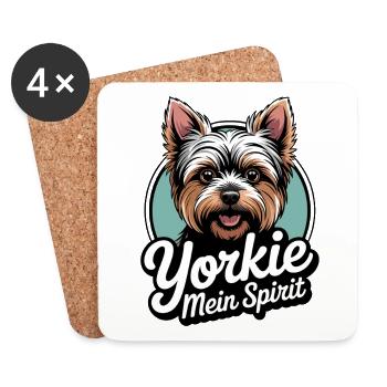Yorkie Yorkshire Terrier mein Spirit Seelenhund - Untersetzer (4er-Set) - Weiß - Vorne