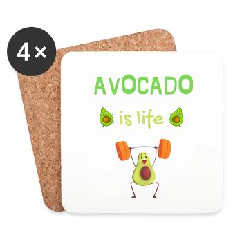 Avocado is life - Dessous de verre (lot de 4) - blanc - Devant