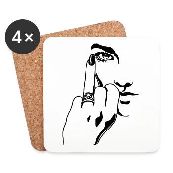 Lustige Mittelfinger Ehering Verlobung Geschenk - Untersetzer (4er-Set) - Weiß - Vorne