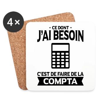 Ce dont j'ai besoin c'est de faire de la compta - Dessous de verre (lot de 4) - blanc - Devant