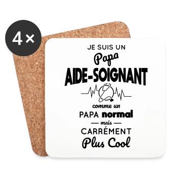 Papa aide-soignant comme papa normal plus cool - Dessous de verre (lot de 4) - blanc - Devant