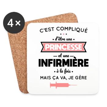 Compliqué d'être une princesse et une infirmière - Dessous de verre (lot de 4) - blanc - Devant