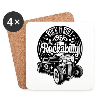 Rockabilly Vintage Rockers Retro Rock and Roll - Coasters (set of 4) - white - Front