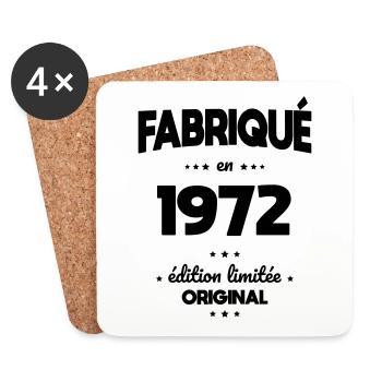 Anniversaire 50 ans - Fabriqué en 1972 - Dessous de verre (lot de 4) - blanc - Devant