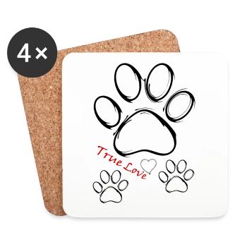 Paw Paw Dog True Love - Coasters (set of 4) - white - Front