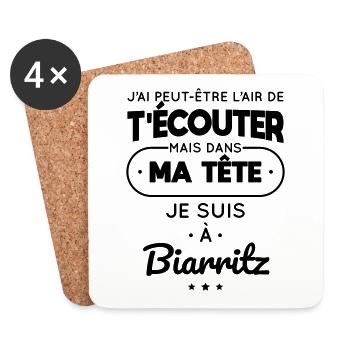Dans ma tête je suis à Biarritz - Dessous de verre (lot de 4) - blanc - Devant