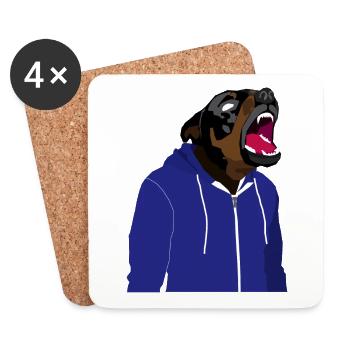 Rottweiler en sweat - Dessous de verre (lot de 4) - blanc - Devant