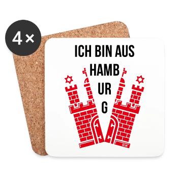 Ich Bin Aus Hamburg (Hamburger / Wappen) - Untersetzer (4er-Set) - Weiß - Vorne