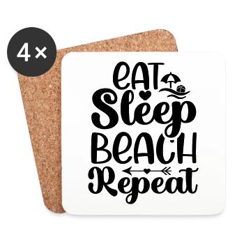 Eat Sleep Beach Repeat - Untersetzer (4er-Set) - Weiß - Vorne