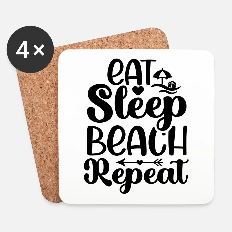 Eat Sleep Beach Repeat - Untersetzer (4er-Set) - Weiß