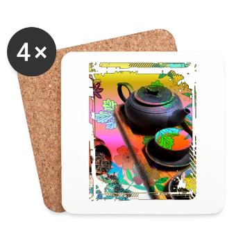 Japan Tea Ceremony Collage Art 99 - Coasters (set of 4) - white - Front
