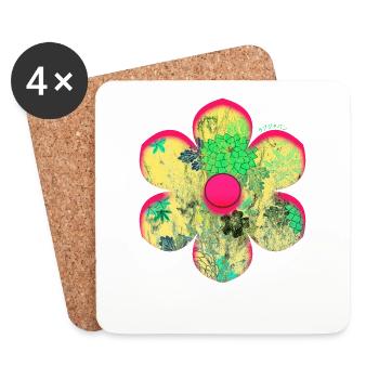 Traditional Japanese Sakura Aesthetic Flowers - Coasters (set of 4) - white - Front