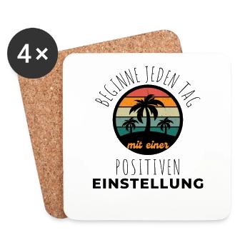 POSITIVE EINSTELLUNG MINDSET Motivation - Untersetzer (4er-Set) - Weiß - Vorne