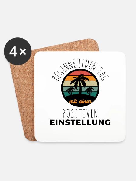 POSITIVE EINSTELLUNG MINDSET Motivation - Untersetzer (4er-Set) - Weiß