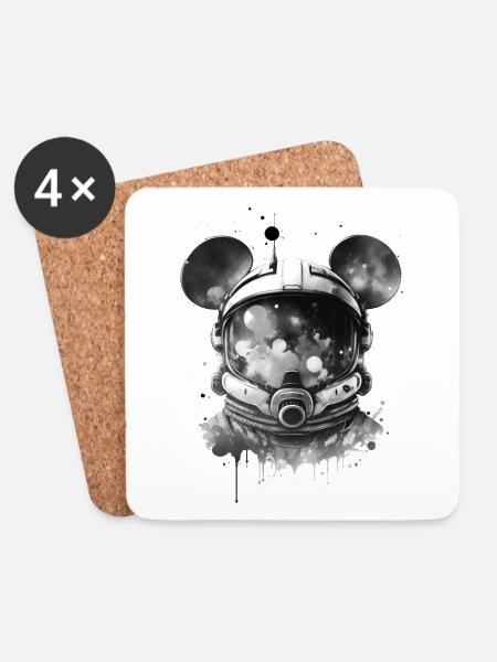 Astronaut Maus, Helm, Raumanzug, Weltraum, Space - Untersetzer (4er-Set) - Weiß