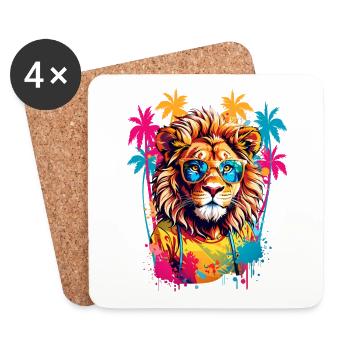 Cool Lion - Dessous de verre (lot de 4) - blanc - Devant