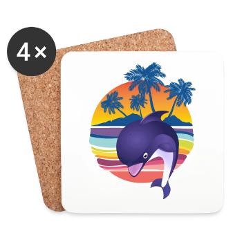 Beach dolphin - Coasters (set of 4) - white - Front