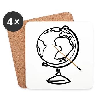 Globe with pointer. Geography. Geography Teacher - Coasters (set of 4) - white - Front