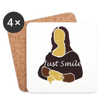 🇮🇹Mona Lisa Italy painted smile cheerfulness - Coasters (set of 4) - white - Front