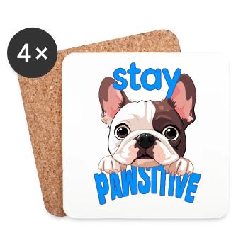 French Bulldog Stay Pawsitive - Coasters (set of 4) - white - Front