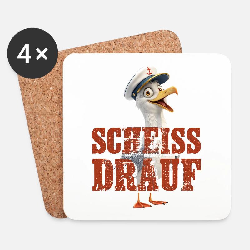 Scheiß drauf Möwe - Untersetzer (4er-Set) - Weiß