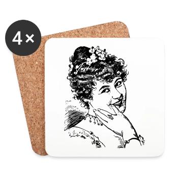 femme, rire - Dessous de verre (lot de 4) - blanc - Devant