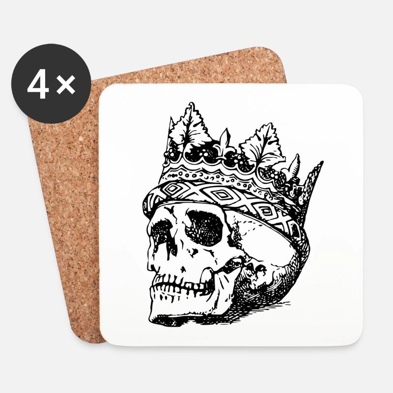 König Krone Totenkopf - Untersetzer (4er-Set) - Weiß