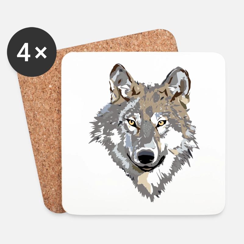 Wolf - Untersetzer (4er-Set) - Weiß