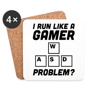 Je cours comme un problème de wasd gamer? - Dessous de verre (lot de 4) - blanc - Devant
