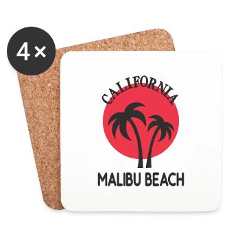 Malibu Beach Kalifornien Palmen Sonnenuntergang - Coasters (set of 4) - white - Front