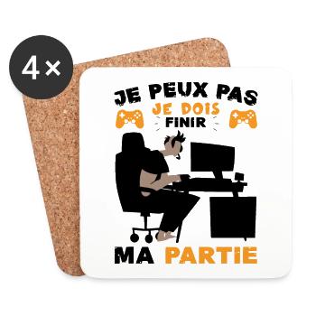 Attends Je Finis ma Partie Cadeau Humour Homme - Dessous de verre (lot de 4) - blanc - Devant