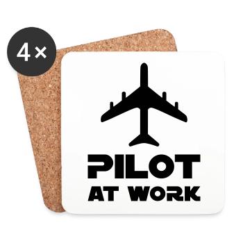 Pilote au travail (aéronef) - Dessous de verre (lot de 4) - blanc - Devant