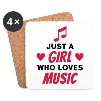 Juste une fille qui aime la musique (note, cœurs) - Dessous de verre (lot de 4) - blanc - Devant