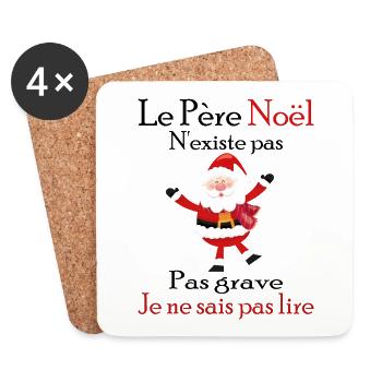 Le Père Noël N'existe Pas - Dessous de verre (lot de 4) - blanc - Devant