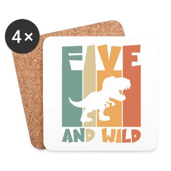 5 birthday Dino 5 years children's birthday - Coasters (set of 4) - white - Front