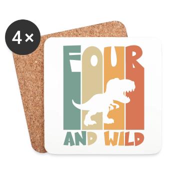4 birthday Dino 4 years children's birthday - Coasters (set of 4) - white - Front