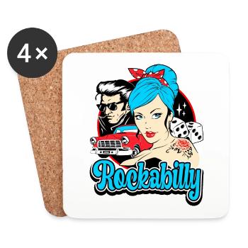Rockabilly Pin-Up Vintage Rocker Retro - Coasters (set of 4) - white - Front