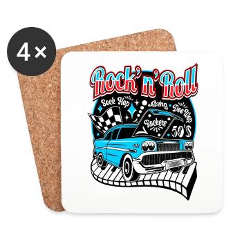 Rockabilly Vintage 50s Party Sock Hop Dance - Coasters (set of 4) - white - Front