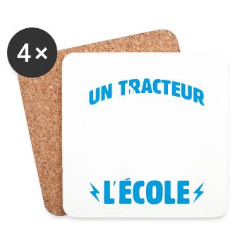 Né Pour Conduire Tracteur Forcé D'aller À L'école - Dessous de verre (lot de 4) - blanc - Devant