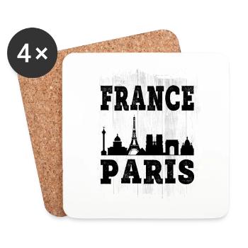 Paris France City Skyline Home Vacances Amour - Dessous de verre (lot de 4) - blanc - Devant