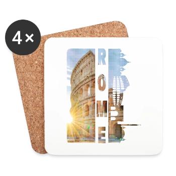 Rome Rome Italy City Skyline Home Love - Coasters (set of 4) - white - Front